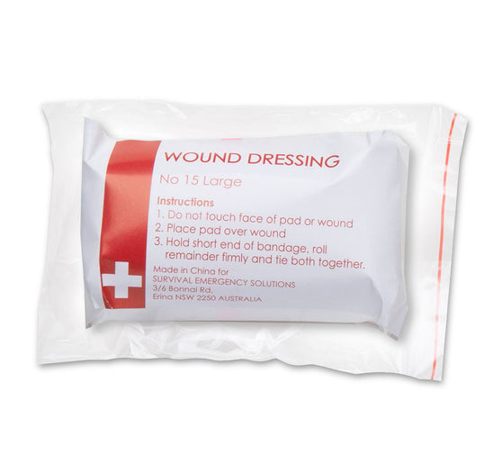 Wound dressings, No 15 large, sterile - SURVIVAL