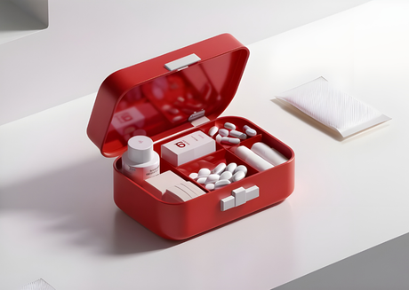 Open first aid kit