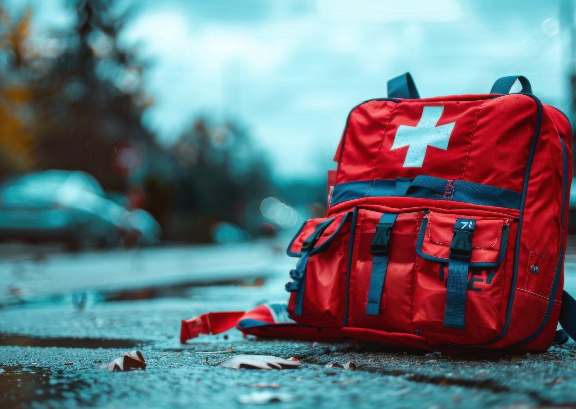 Emergency kit backpack roadside
