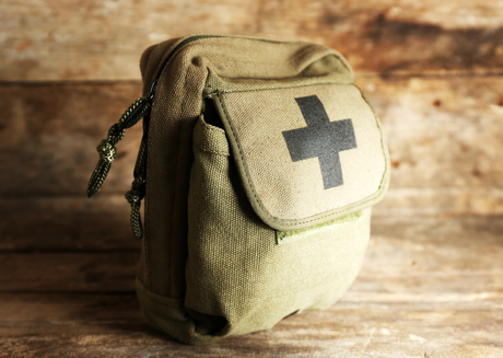 Small first aid pouch with cross symbol