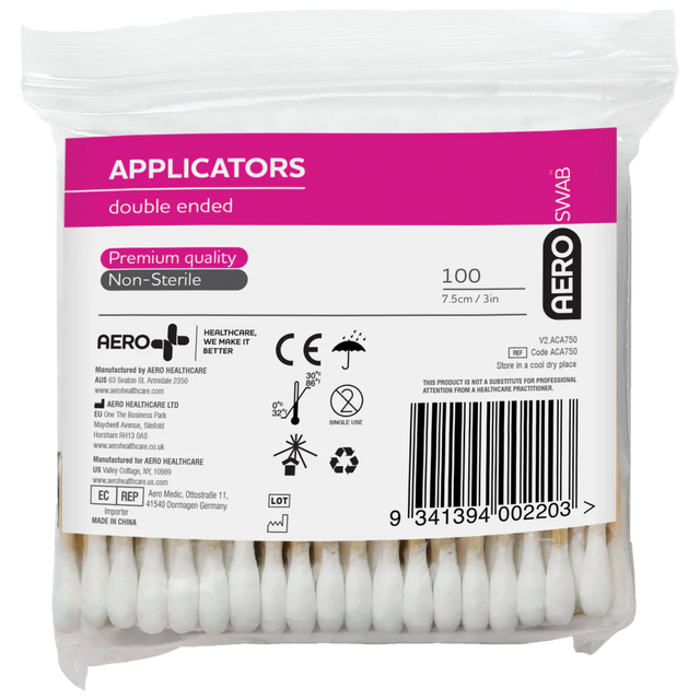 Cotton Tip Applicator (Non-sterile) Double End Applicators 7.5cm Bag/100 - SURVIVAL