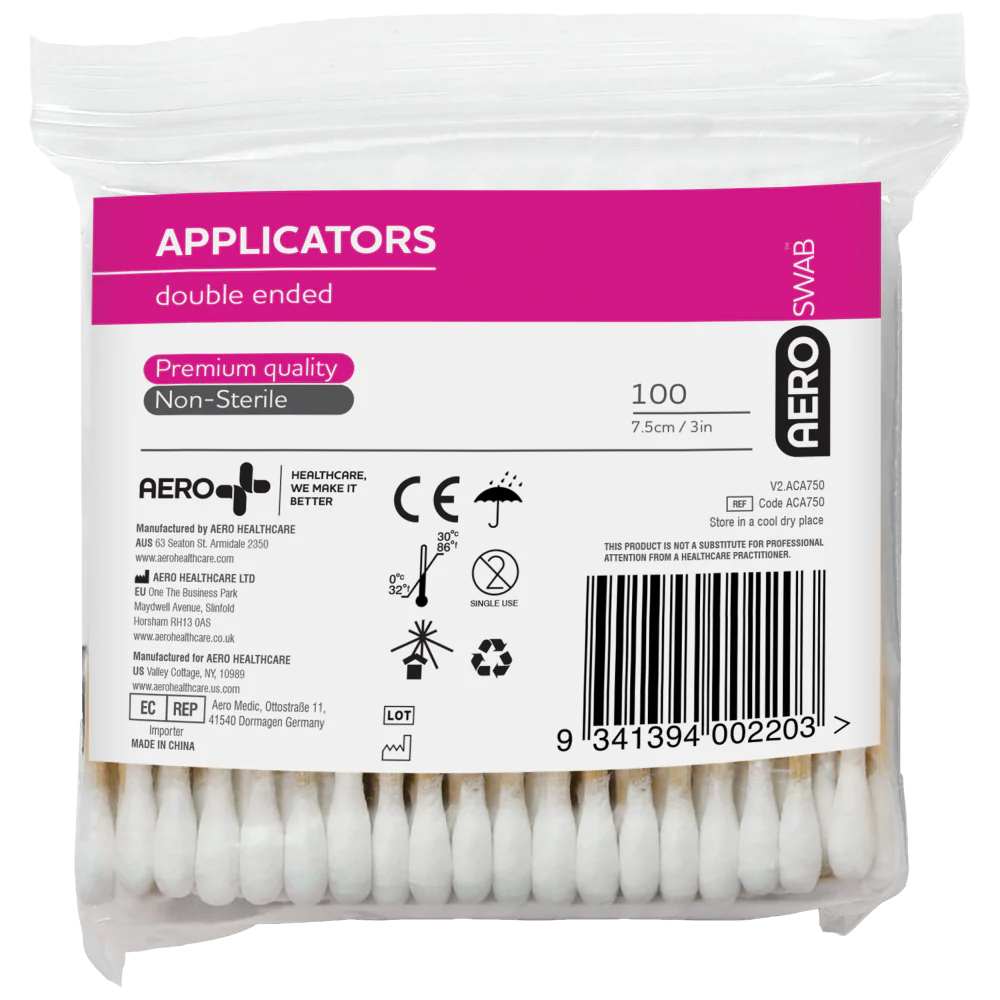 Cotton Tip Applicator (Non-sterile) Double End Applicators 7.5cm Bag/100 - SURVIVAL