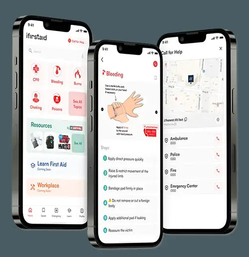 iFirstAid Mobile App Screens