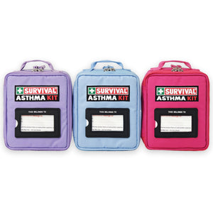 SURVIVAL Asthma KIT in Purple, Blue and Hot Pink, front view