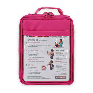 SURVIVAL Asthma KIT Hot Pink, back with asthma first aid card