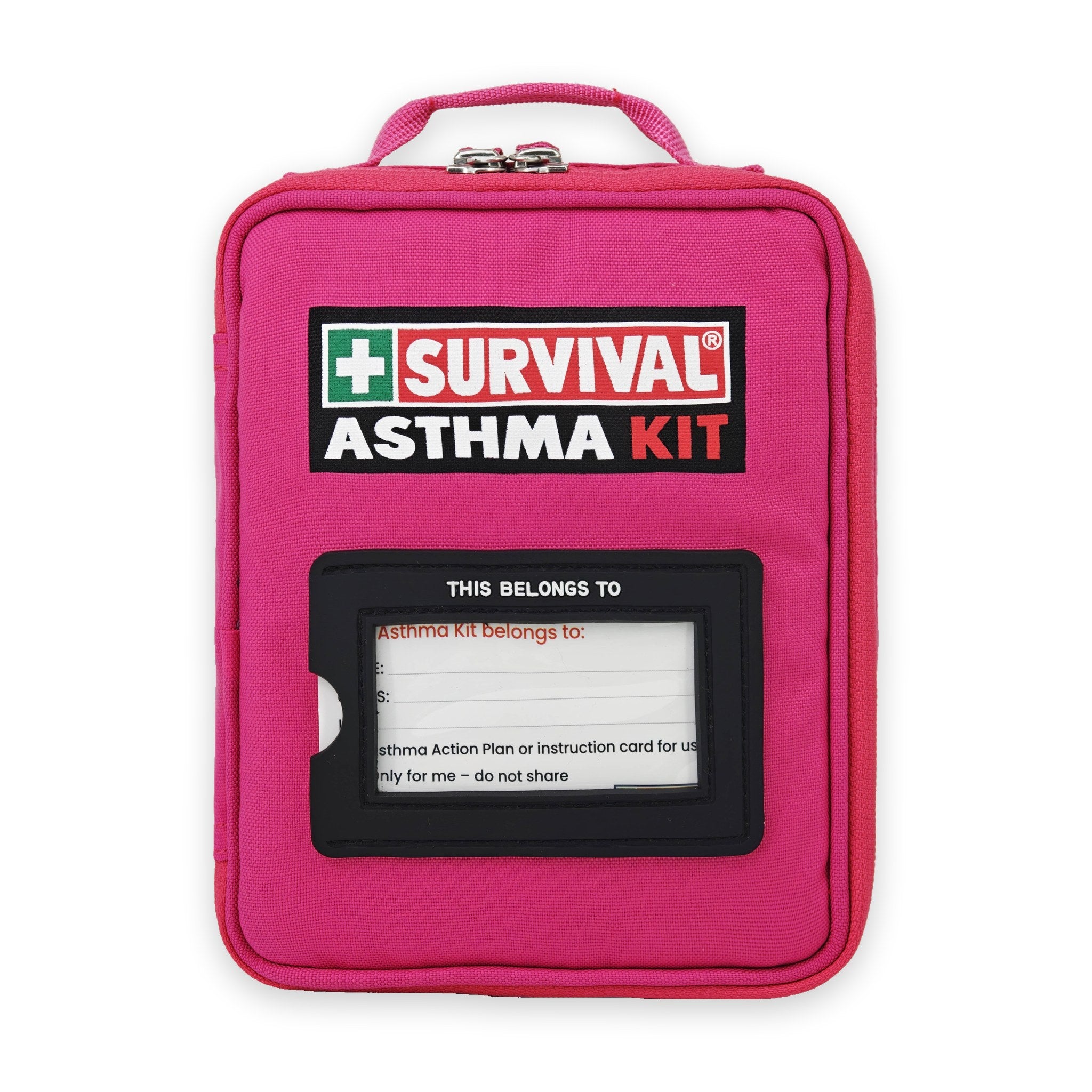 SURVIVAL Asthma KIT Hot Pink, front with name card window