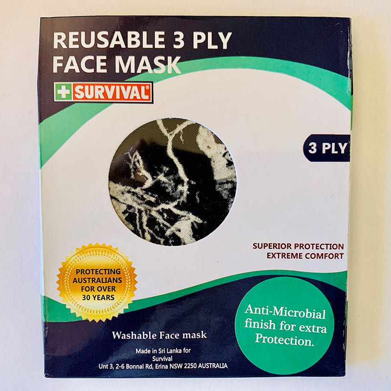 3ply Reusable, Washable Cloth Face Mask, Marble - SURVIVAL
